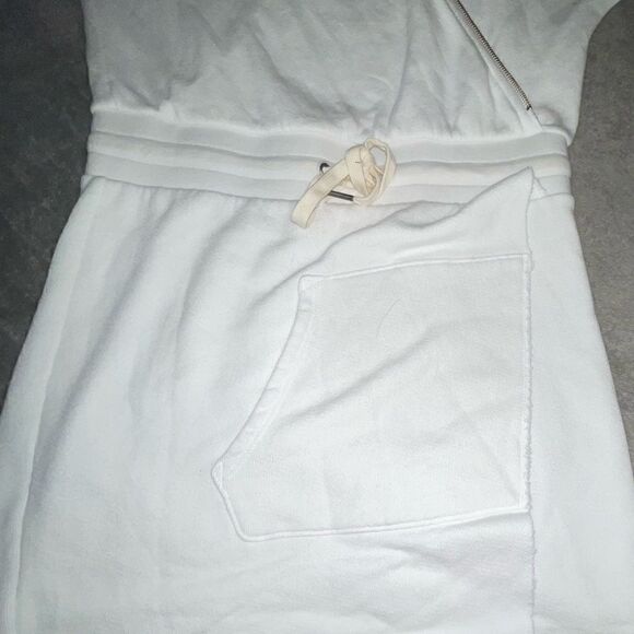 n:PHILANTHROPY White Zipper V-Neck w/ Solid Pink Stripe Hoodie Dress - Picture 9 of 9